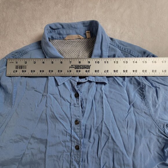 Soft Surroundings Womens Blue Long Sleeve Button-Down Tunic Top XL Tencel Casual - Picture 5 of 7